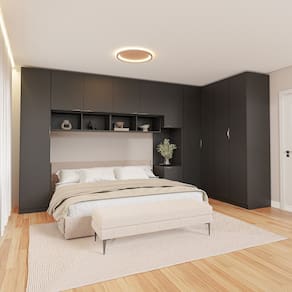 Guarda-roupa Modulado de Canto 11 Portas 8 Peças Hera Cabecasa Madeiramadeira Preto/Cinza