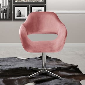 Poltrona Decorativa Zara Pé Giratório de Metal Sala Recepção Rose