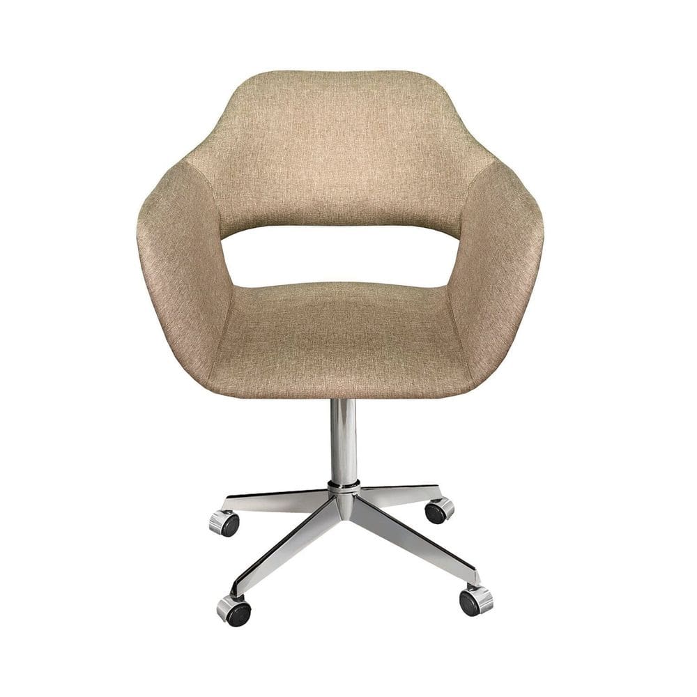 Poltrona Decorativa Zara Pé Giratório de Metal Sala Recepção Marrom