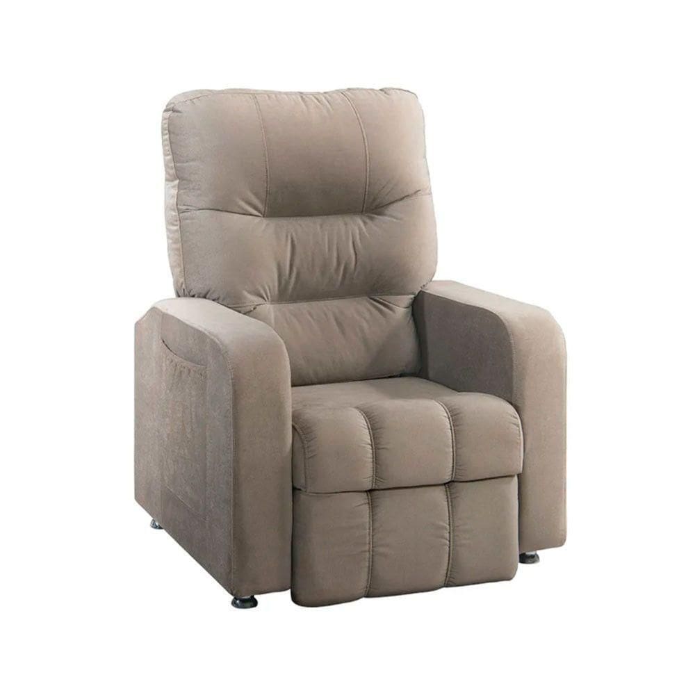 Poltrona Do Papai Reclinável Maldivas Suede Bege Marfim Plus Star Confort Bege Marfim