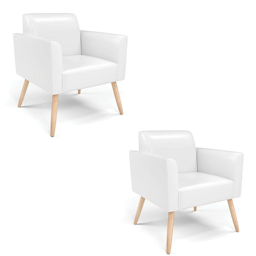 Kit 2 Poltronas Pés Palito Natural Marisa Corano D03 - D`rossi Cor Branco