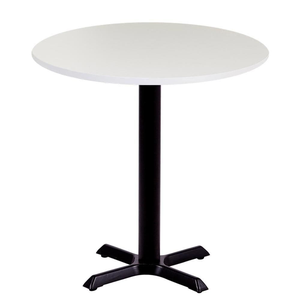 Mesa ômega Em Ferro Preto Pintura 74 Cm (altura) Com Tampo Em Mdp Redonda 80 Cm Branco