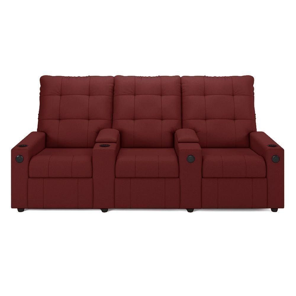 Poltrona Reclinável Para Cinema Parma 3 Lugares Baú Usb Pu Fh1 - D`rossi Cor Vermelho