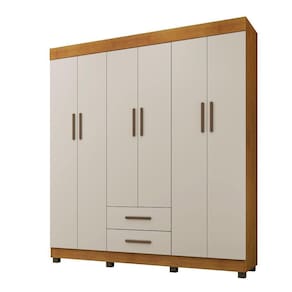 Roupeiro Copacabana New 6 Portas 2 Gavetas Benetil Cinamomo/Off White