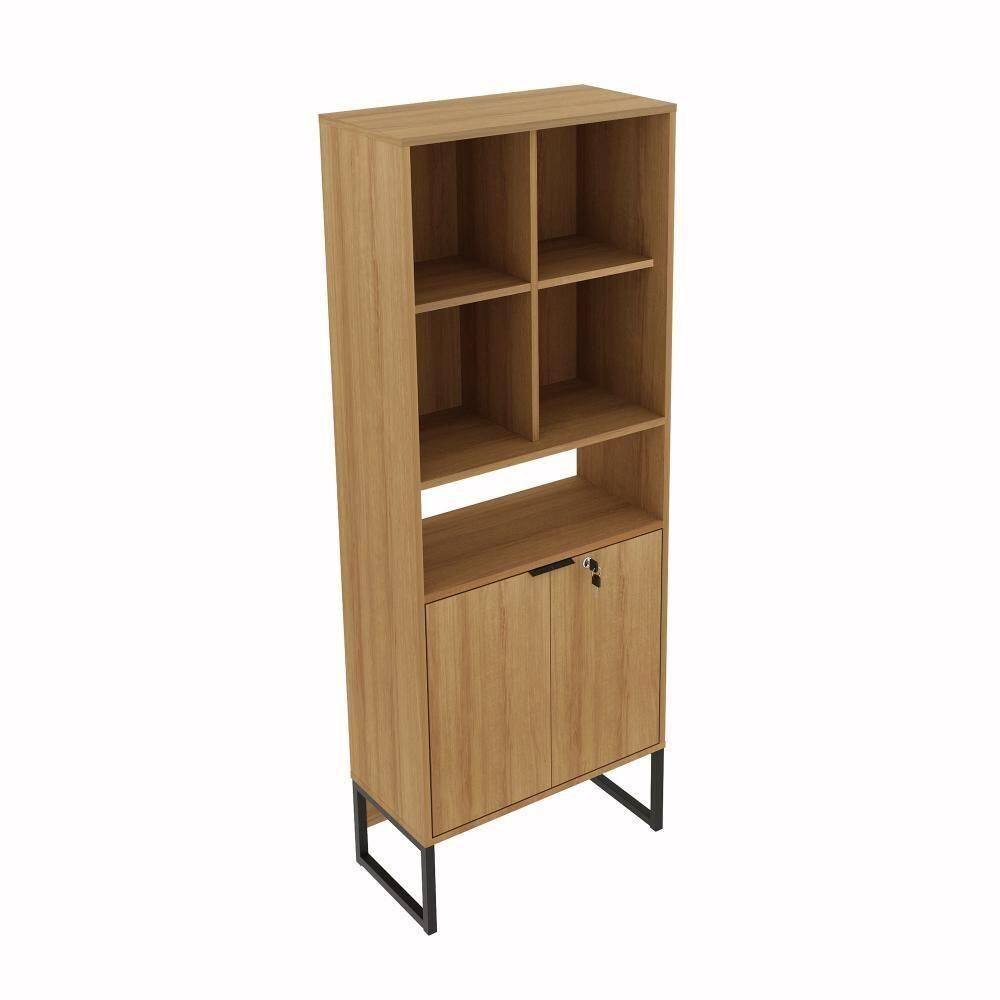 Armário Me4155 2 Portas, Mdp Tecnomobili Amendoa/Preto Amendoa/Preto
