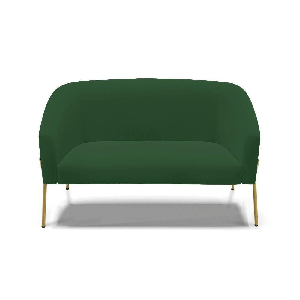 Sofá Namoradeira 2 Lugares Pé De Ferro Dourado Stella Veludo Verde D03 - D`rossi