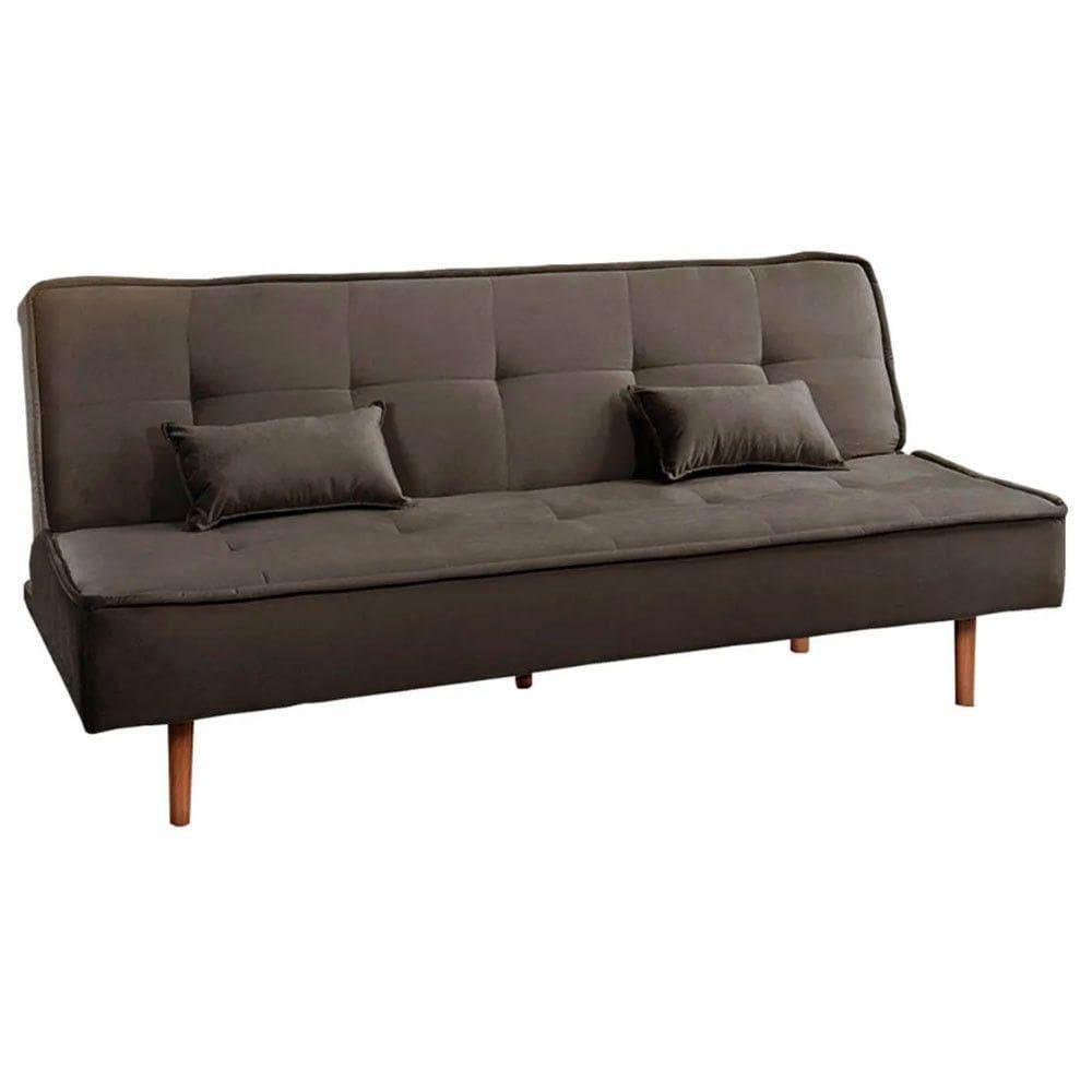 Sofá Cama Silver 3 Lugares Suede Marrom Shop Das Cabeceiras Marrom