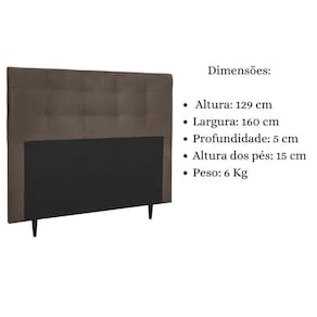 Cabeceira Estofada Cama Box Queen 160 Cm Helena Suede Marrom