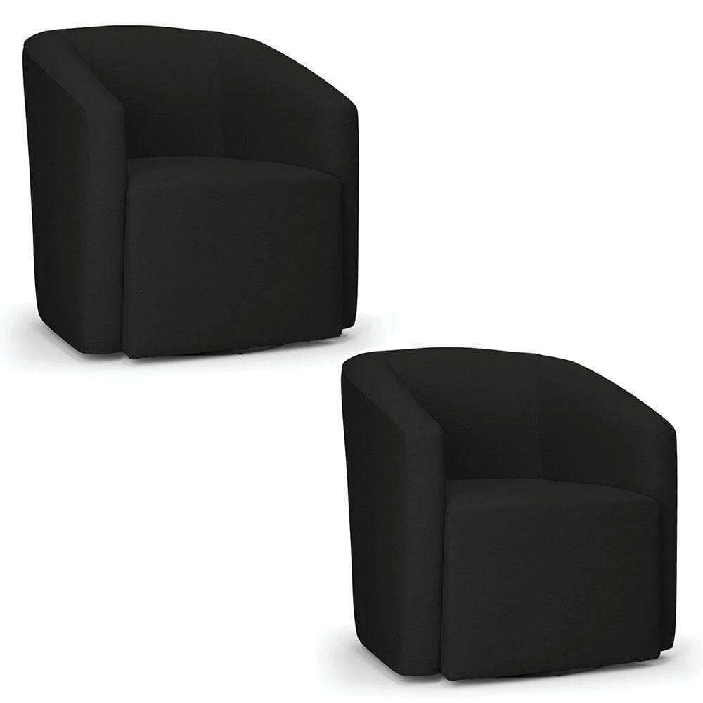 Kit 2 Poltronas Stella Max Linho Base Giratória - D`rossi Cor A79 Preto