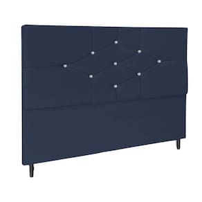 Cabeceira Estofada Casal 140 Cm Camboriú Suede Azul Marinho