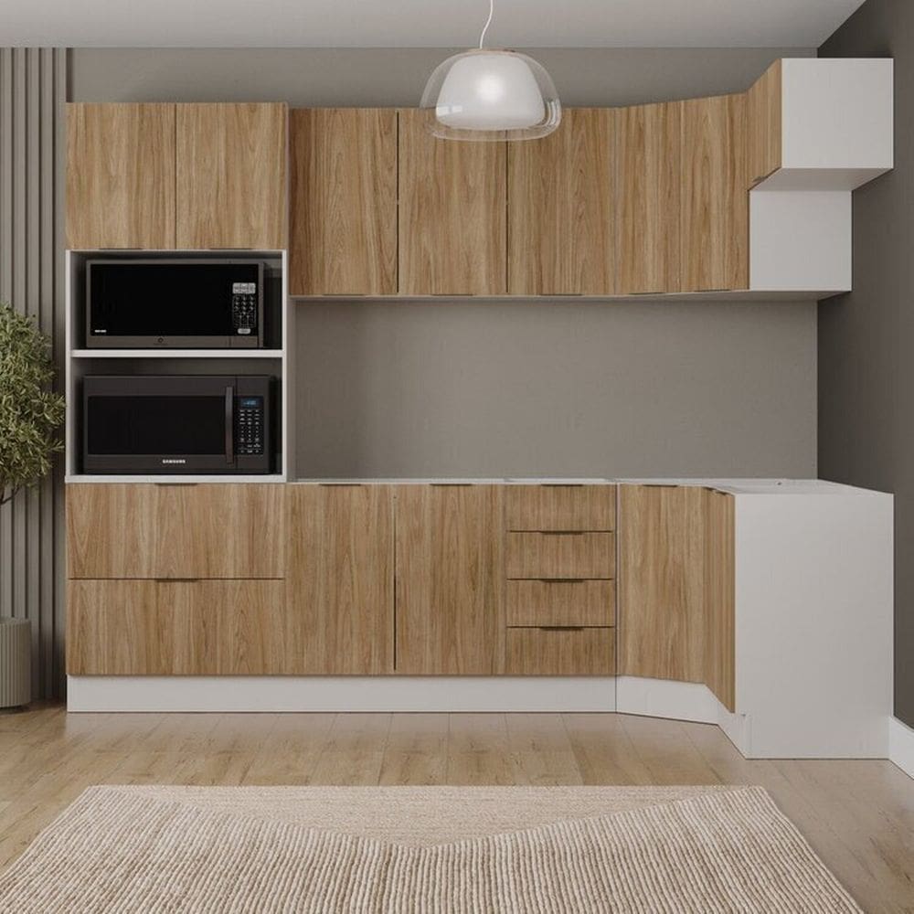 Cozinha Modulada 7 Peças sem Tampo com Rodapé Ipanema Cabecasa Madeiramadeira Acácia