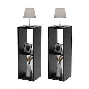 Conjunto Mesa De Cabeceira Pequena 20x20x60cm Diamante Preto Quarto Sala