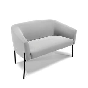 Sofá Namoradeira 2 Lugares Pé De Ferro Preto Stella Suede D03 - D`rossi Cor Cinza