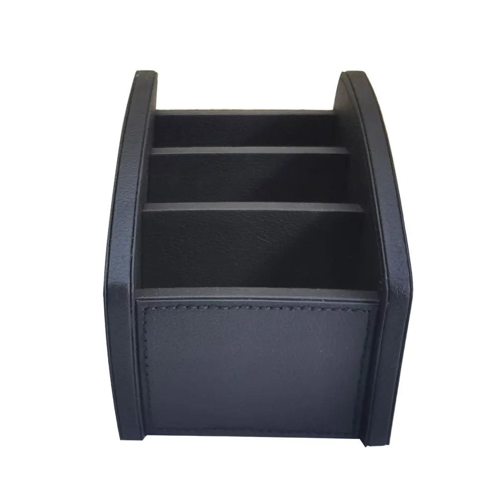 Porta Controle Remoto em Couro Sintético Preto com 3 Divisórias 16cm TH0076 BTC
