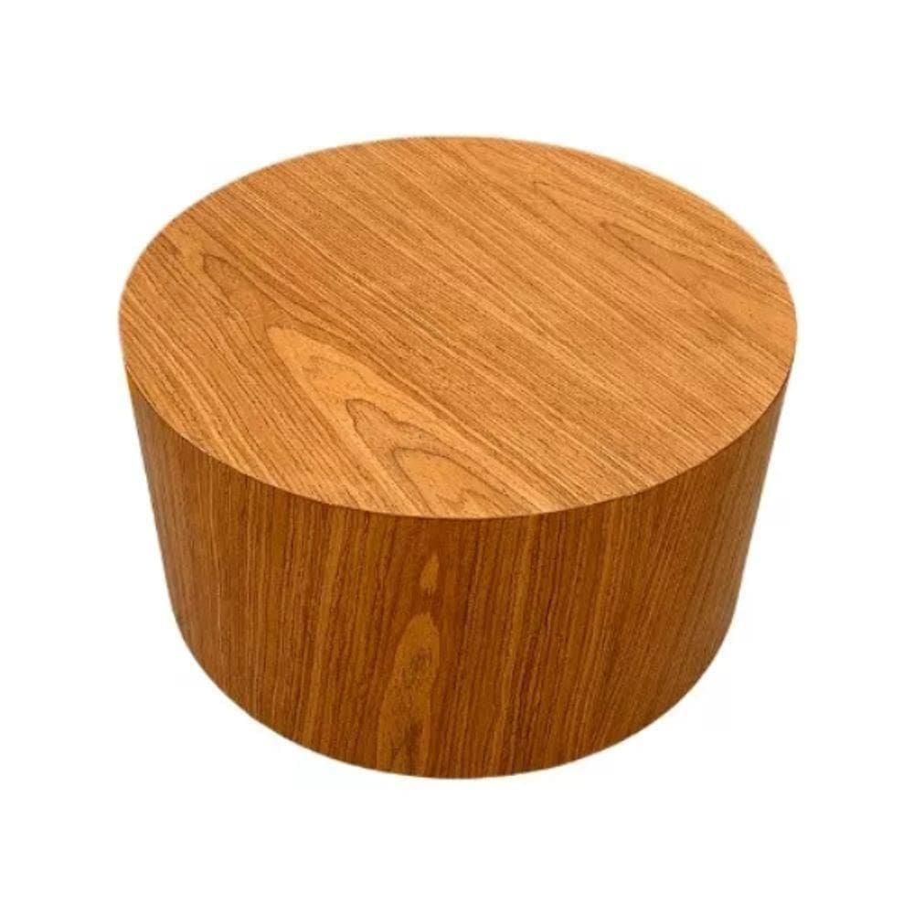 Mesa De Centro Cone Redonda Cilíndrica 80 Cm Base Madeira Freijó Tampo Freijó