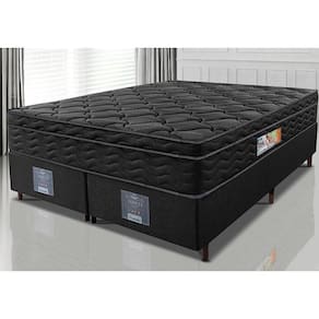 Cama Box Queen Colchão Ortopédico Black + Box 158x198x67 One Face Espuma D33 Preto
