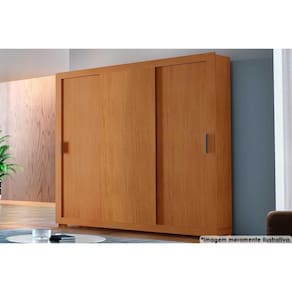 Guarda Roupa Casal 3 Portas De Correr E 4 Gavetas C- Pés Veneza Naturale - Rufato