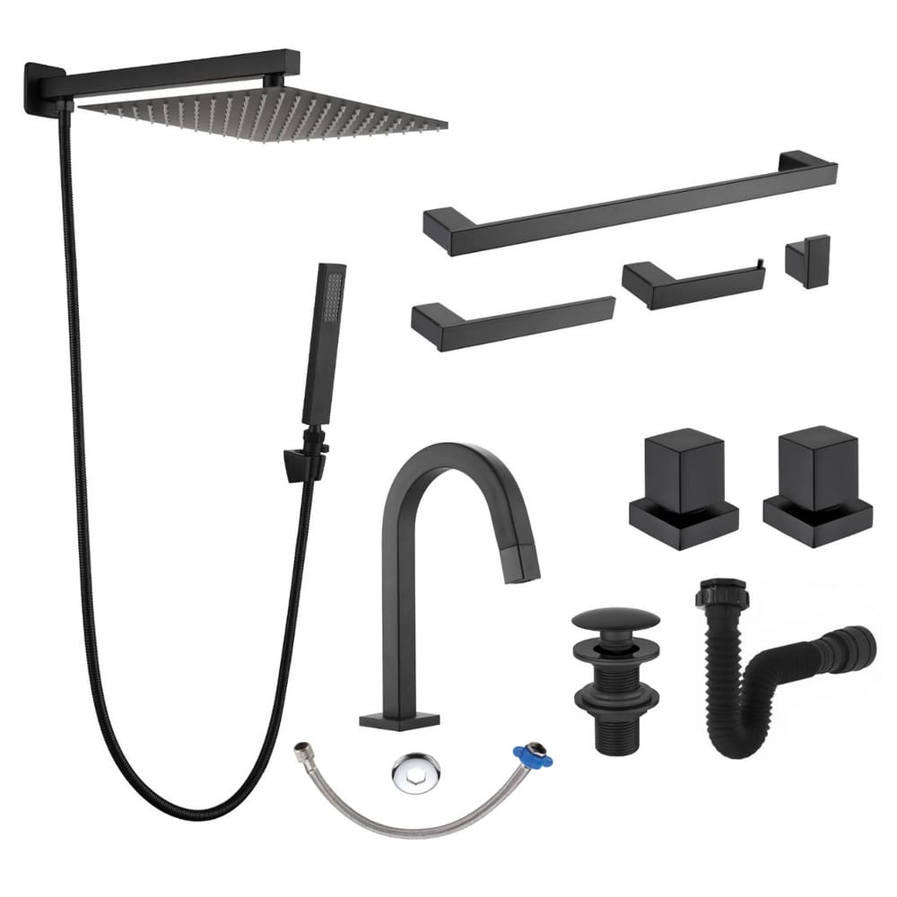 Kit Acessórios Lavatório Banheiro Completo Preto Premium