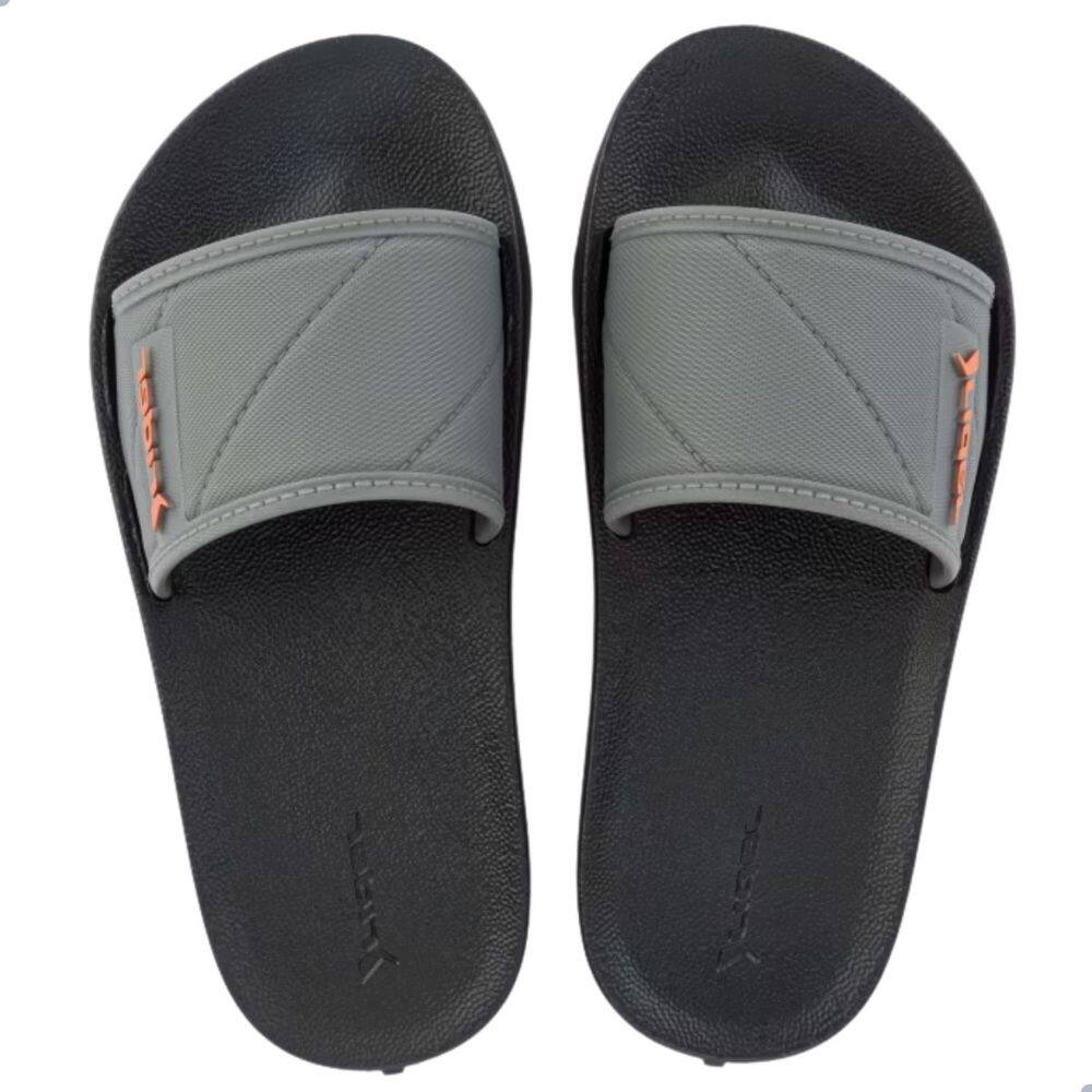 Chinelo Slide Rider Street Infantil Preto/Cinza/Laranja