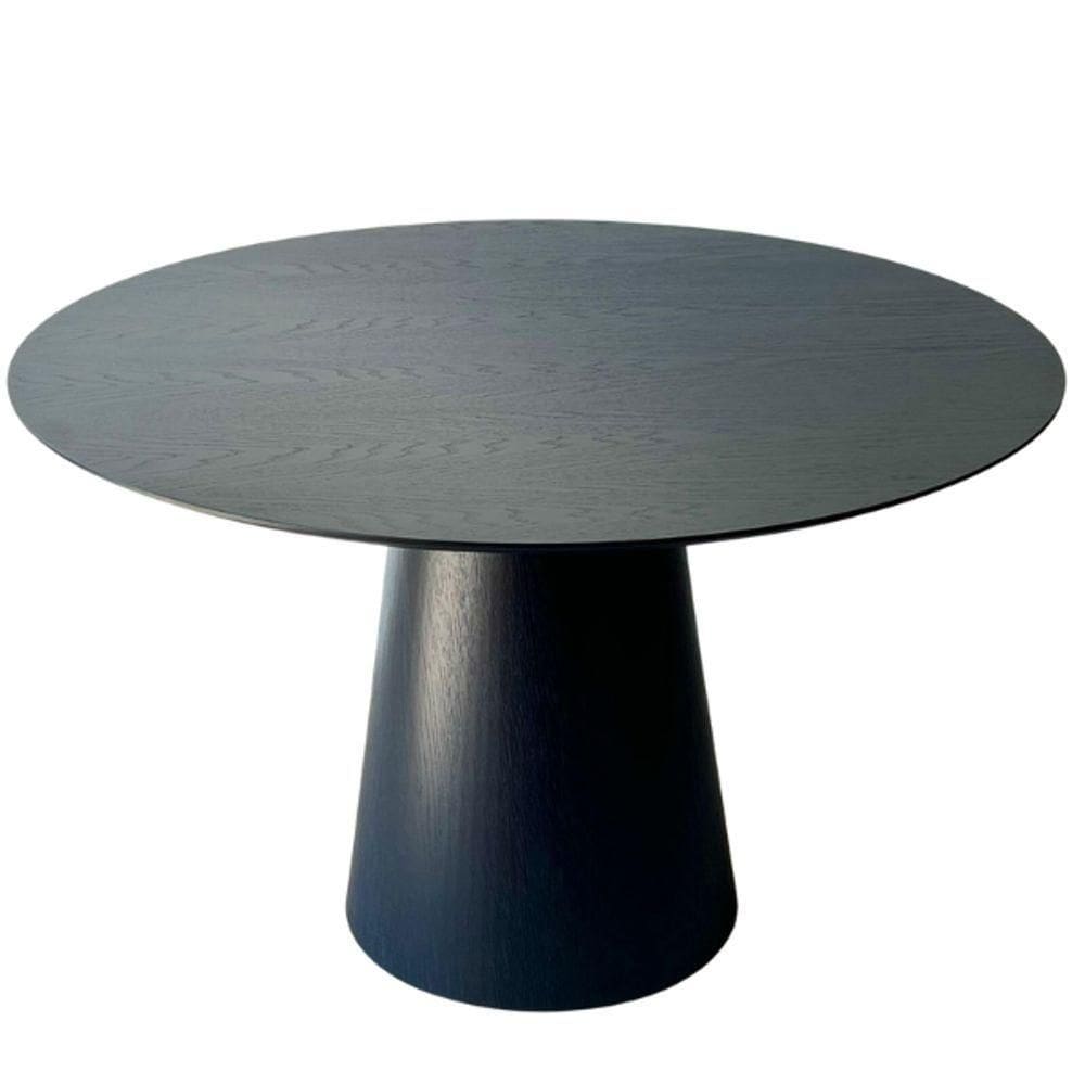 Mesa De Jantar Cone Redonda 90 Cm Base Madeira Ebano Tampo Ebano