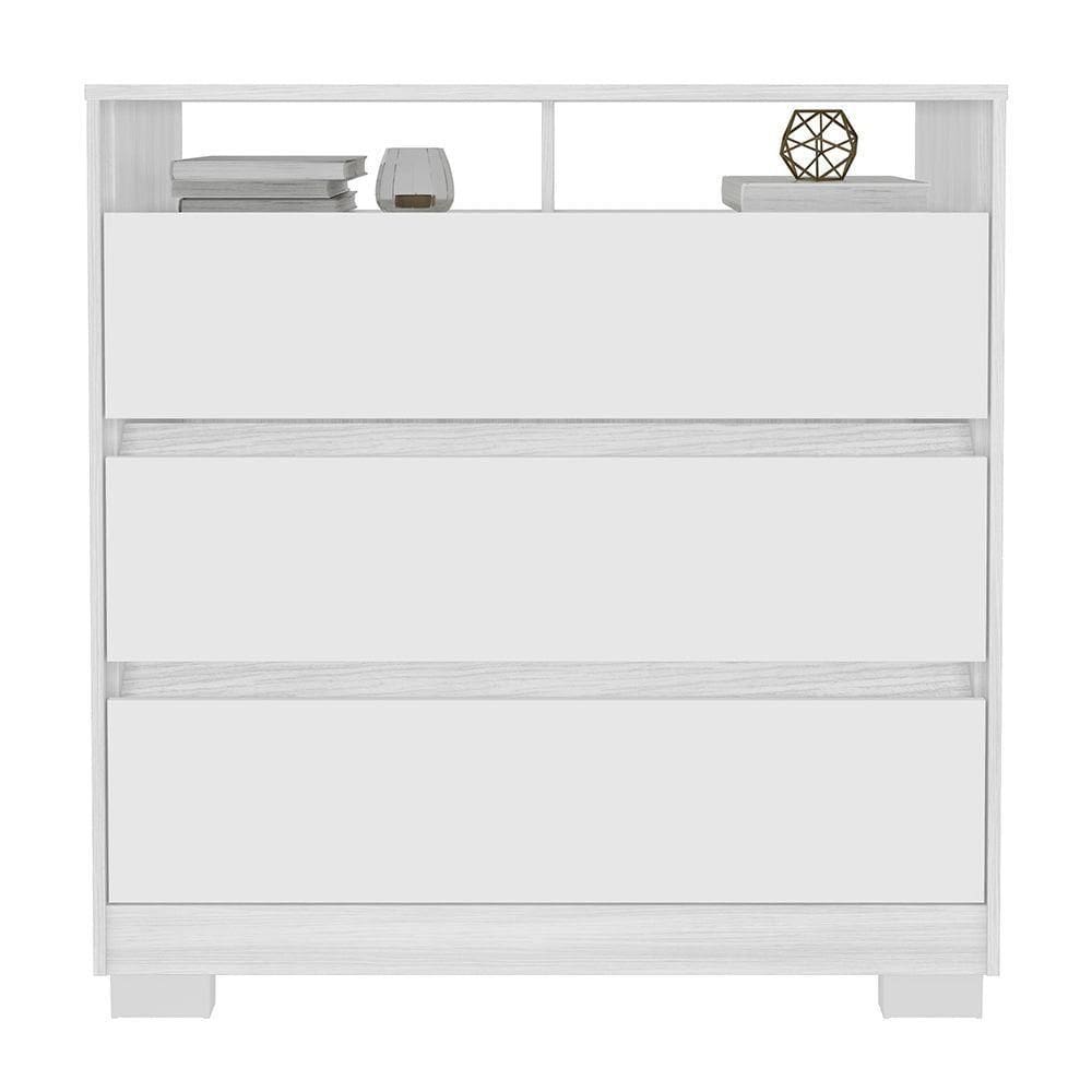 Cômoda Para Quarto 3 Gavetas 90cm Califórnia Carvalho Branco Incorplac