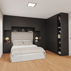 Guarda-roupa Modulado de Canto 11 Portas 7 Peças Hera Cabecasa Madeiramadeira Preto