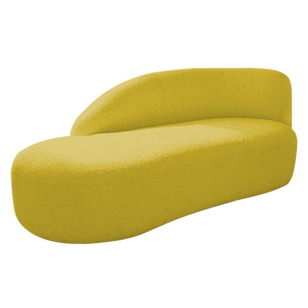 Divã Recamier Curvo Luna 160cm Lado Esquerdo Suede - Doce Sonho Móveis Cor Amarelo