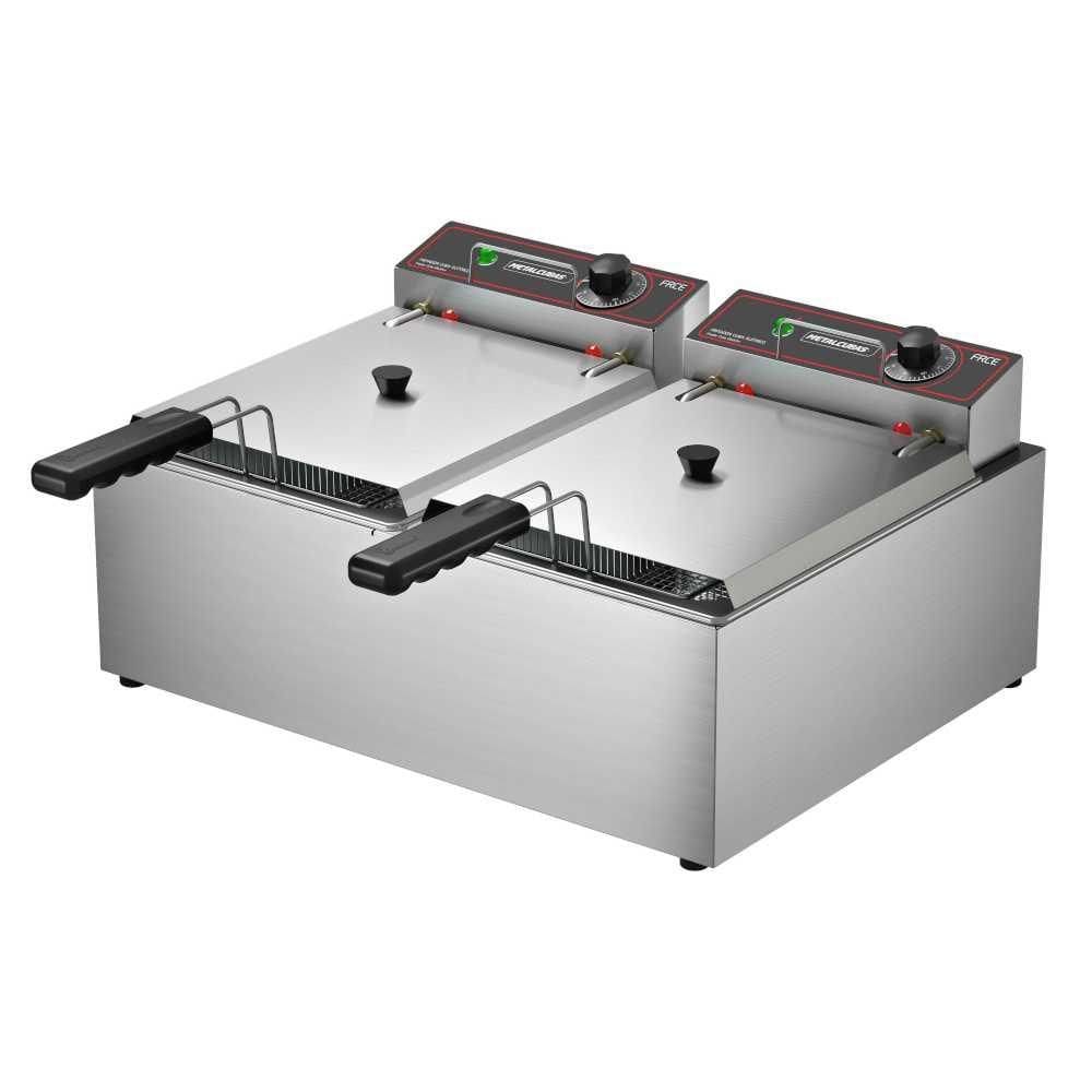 Fritador Elétrico 10 Litros 2 Cubas com Tampa FRCE 10 220V - Metalcubas