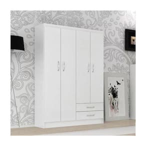 Guarda-roupa Solteiro 4 Portas 2 Gavetas Atalaia - Branco Branco