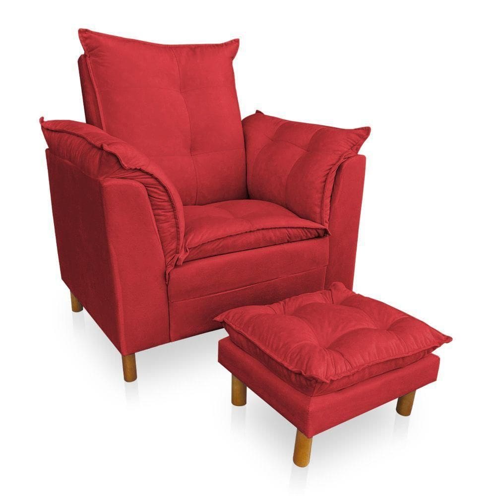 Poltrona De Amamentação Com Puff Laura Suede - Pallazio Cor Vermelho