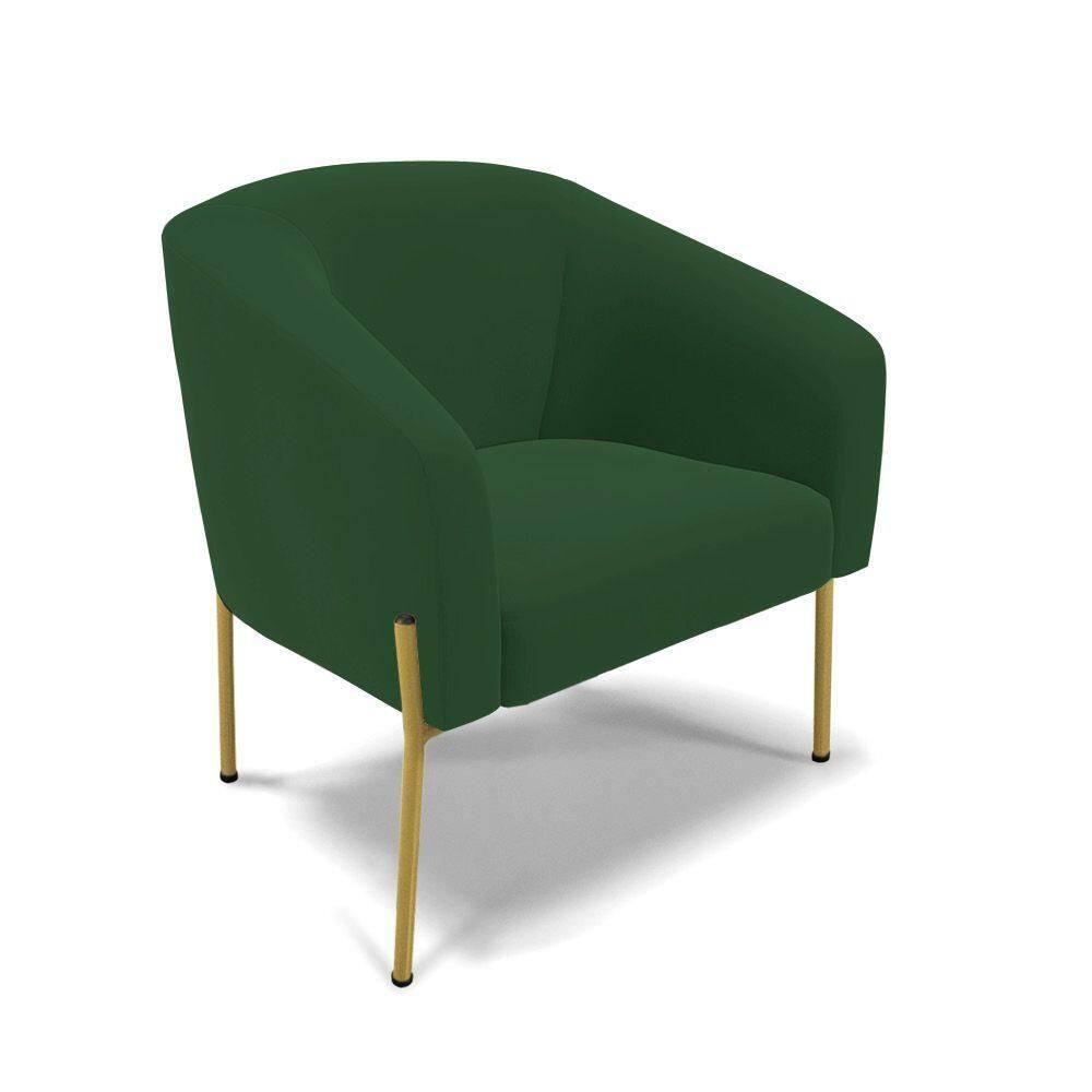Poltrona Pé De Ferro Dourado Sala De Estar Stella Veludo Verde D03 - D`rossi