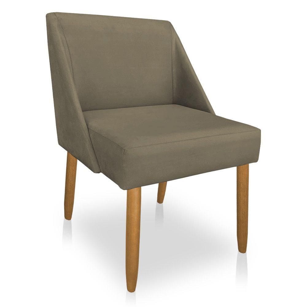 Cadeira Poltrona Juliana Suede Pés Palito Castanho Marrom Rato