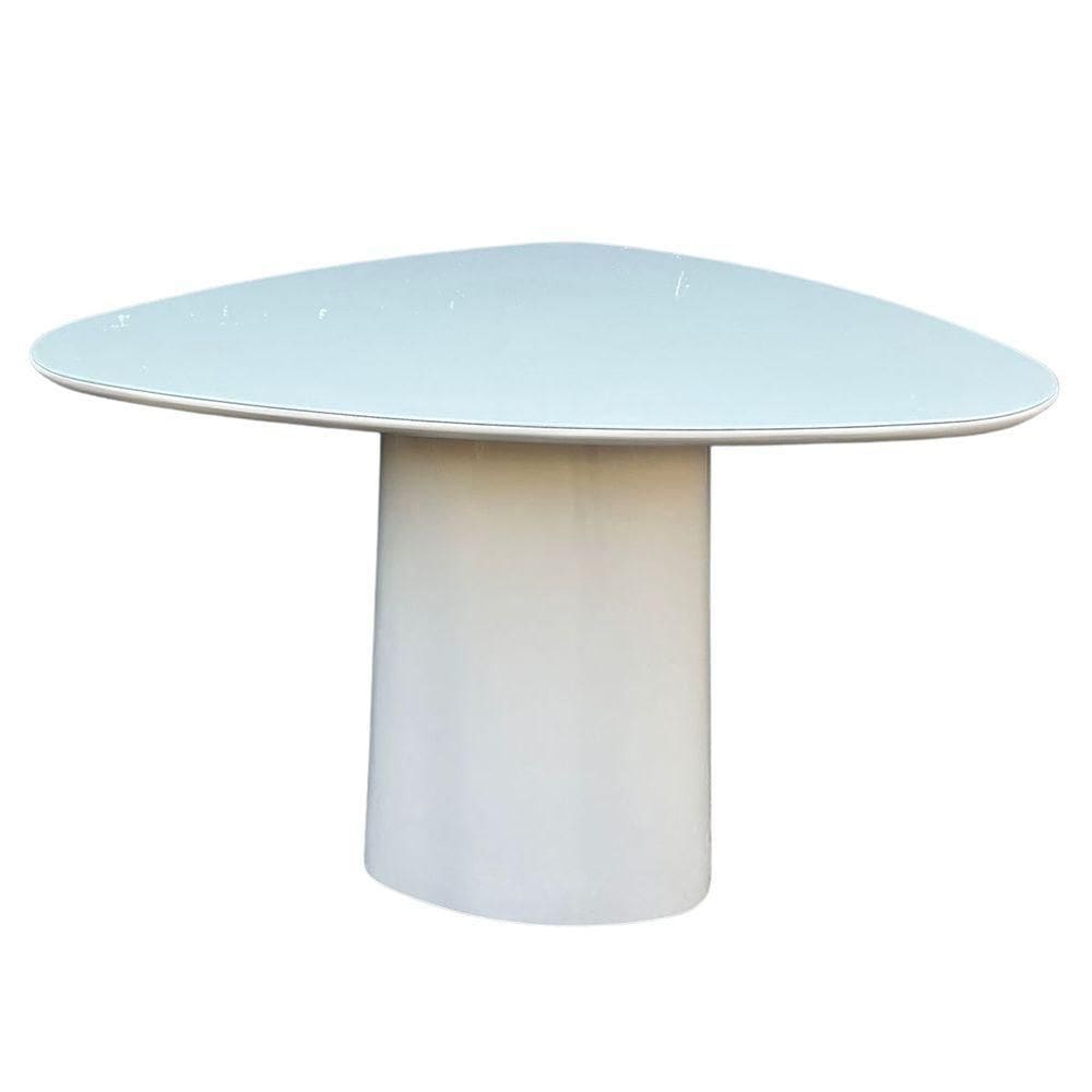 Mesa De Jantar Cone Orgânica Redonda 110x113 Cm Laqueado Off White
