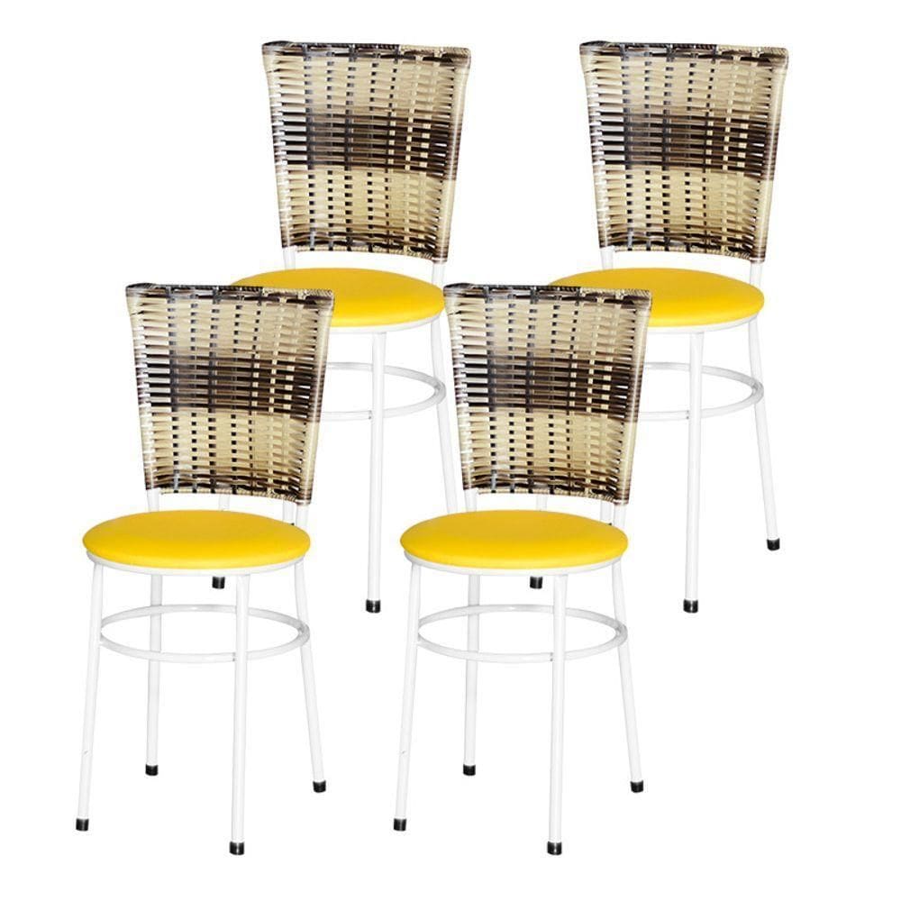 4 Cadeiras Para Mesa Branca Hawai Cappuccino Premium Cor:amarelo