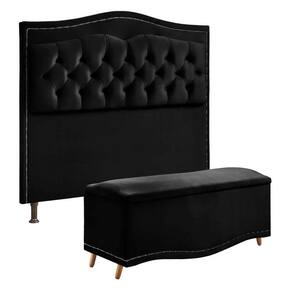Cabeceira E Calçadeira Holanda 140cm Shop Das Cabeceiras Preto