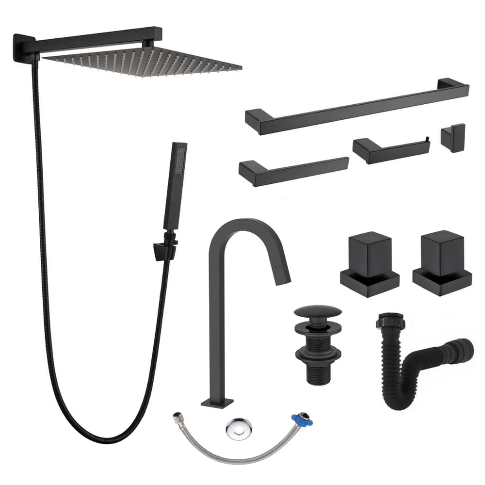 Kit Lavatório Acessórios Banheiro Completo Preto Premium