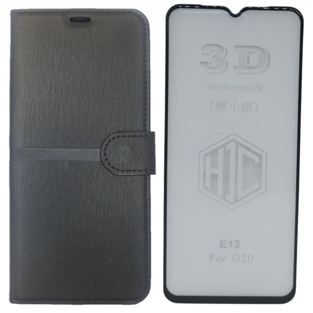 Kit Capa Carteira Compatível Motorola G10 G20 G30 + Película