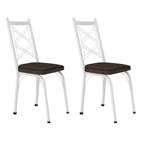 Kit 2 Cadeiras De Cozinha Delaware Estampado Imbuia Pés De Ferro Branco