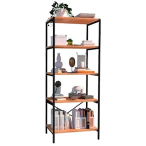 Estante Livreiro Multiuso Trento Estilo Industrial 150Cm Com 5 Prateleiras Demolição Preto - Abmaza