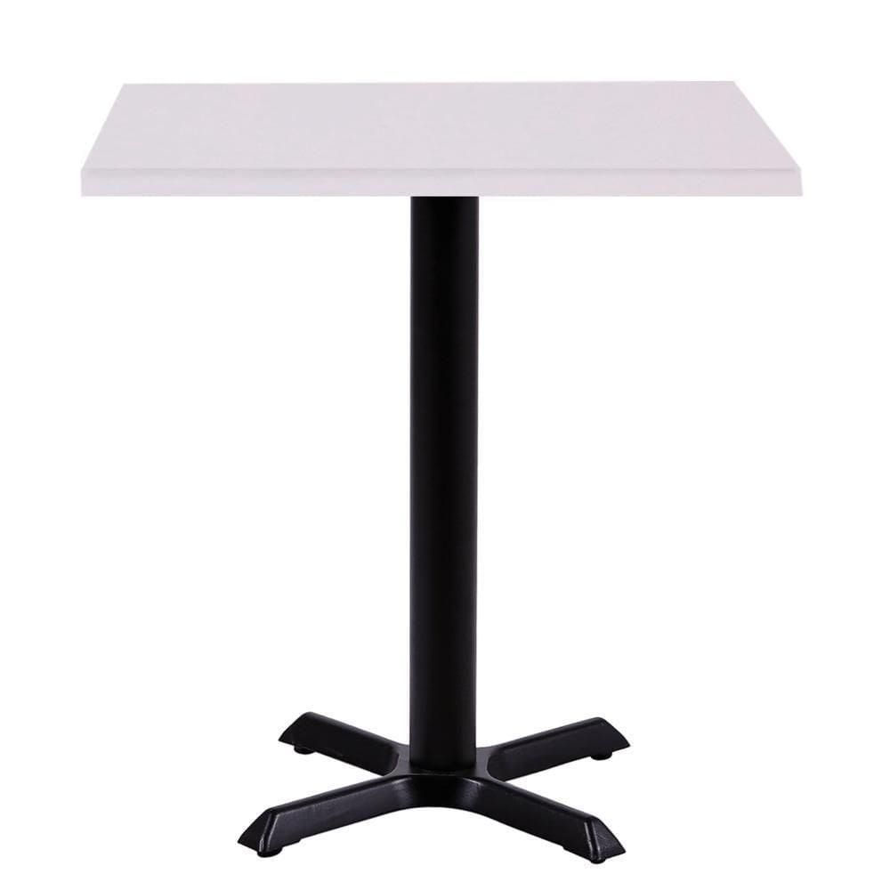 Mesa ômega Em Ferro Preto Pintura 74 Cm (altura) Com Tampo Em Mdp Quadrado 70 Cm Branco