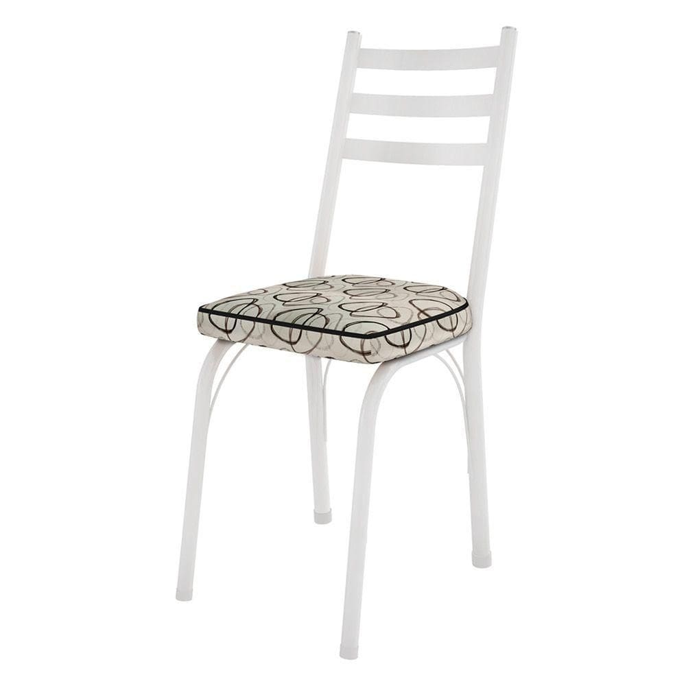 Kit 4 Cadeiras De Cozinha Luisiana Estampado Cedro Pés De Ferro Branco