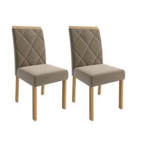 Kit Sala Jantar Agata 130X80 Tampo Em Vidro/Mdf 4 Cadeiras Fernanda Cimol Nature Off White Madeira