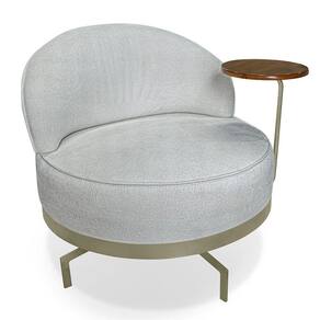 Poltrona Decorativa Andromeda Linho Bouclê Base Giratória De Ferro - Pallazio Cor Cinza Claro
