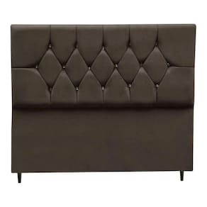 Cabeceira Cama Box Estofada Queen 160 Cm Geovana Suede Marrom