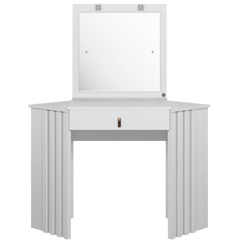 Penteadeira Camarim De Canto Com Espelho 1 Gaveta Glitter Branco Albatroz