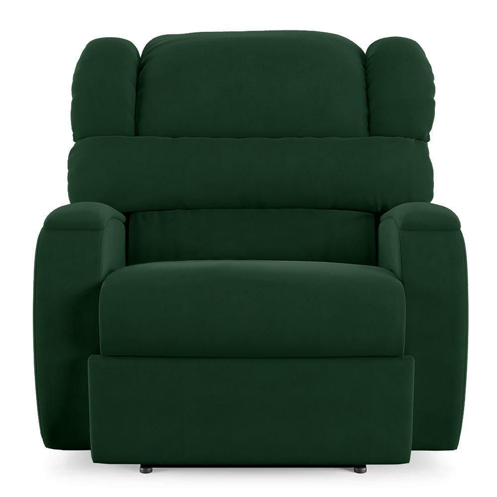 Poltrona Do Papai Sala De Cinema Reclinável Manchester Elétrica Massagem Usb Veludo Verde Esmeralda