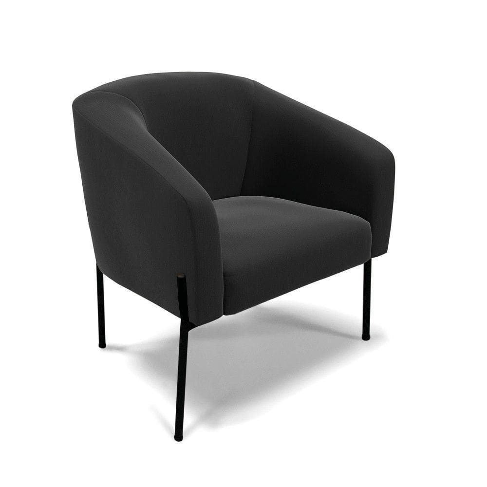 Poltrona Pé De Ferro Preto Sala De Estar Stella Suede D03 - D`rossi Cor Preto