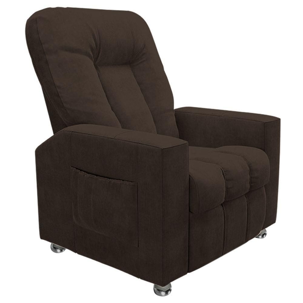 Poltrona Do Papai Reclinável Para Cinema Sora Veludo Marrom Fh1 - D`rossi