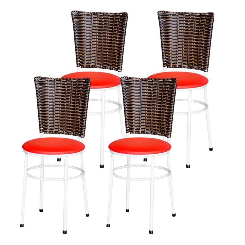 4 Cadeiras Para Mesa Branca Hawai Avelã Cor:vermelho