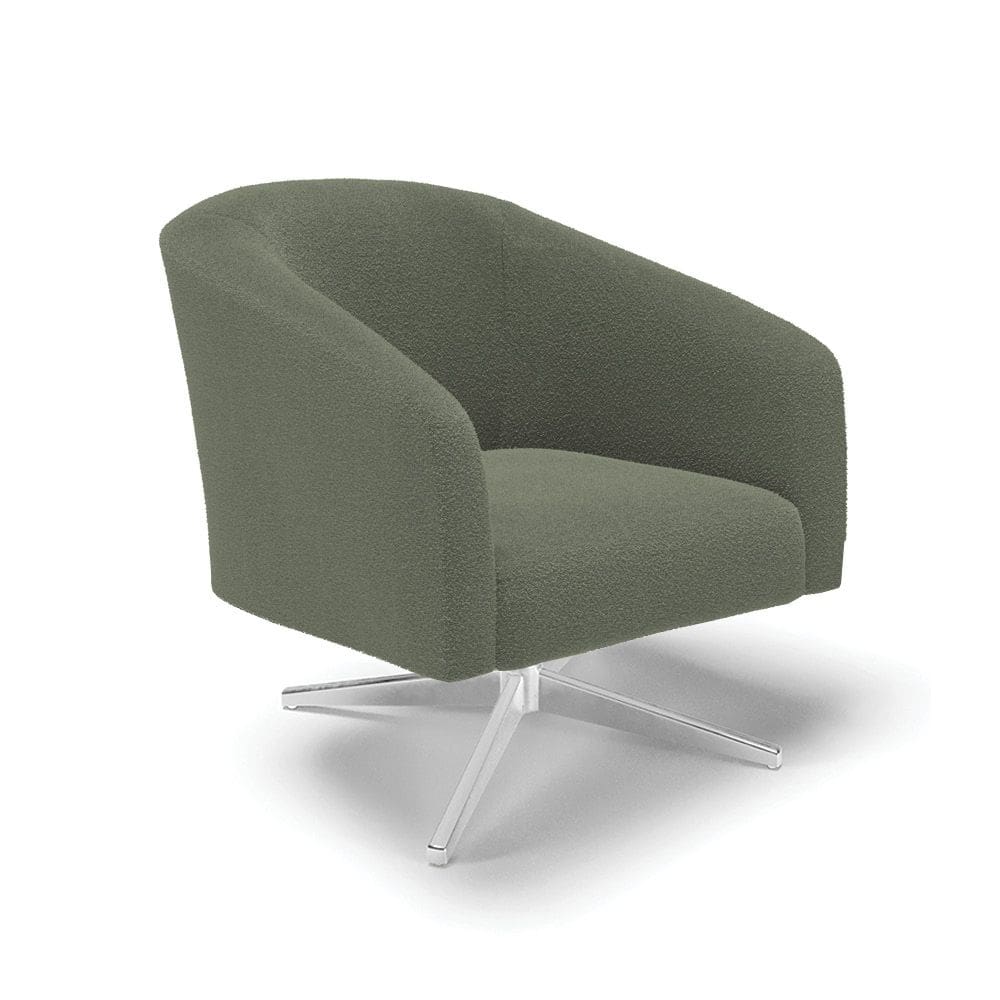 Poltrona Decorativa Base Giratória Cromada Stella Bouclê Menta D03 - D`Rossi